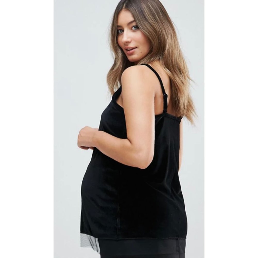 NWT ASOS Maternity Cami in Velvet with Mesh Hem